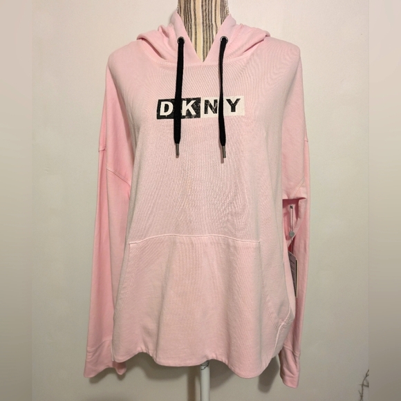 DKNY Tops - DKNY Hoodie Women's large pink Long sleeve kangaroo pockets nwt